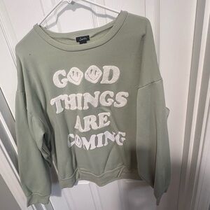Justify Light Green Fleece Sweatshirt